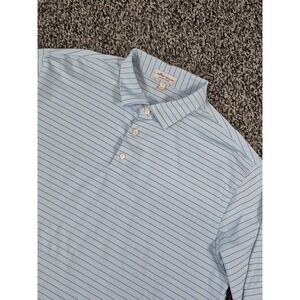 Peter Millar Summer Comfort Mens XL Polo Golf Blue Striped Course Logo